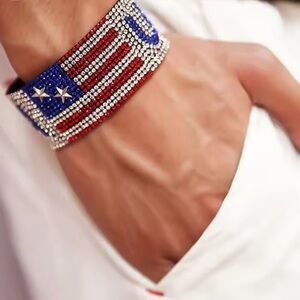 USA bracelet rhinestones patriotic MAGA 2024 American jewelry